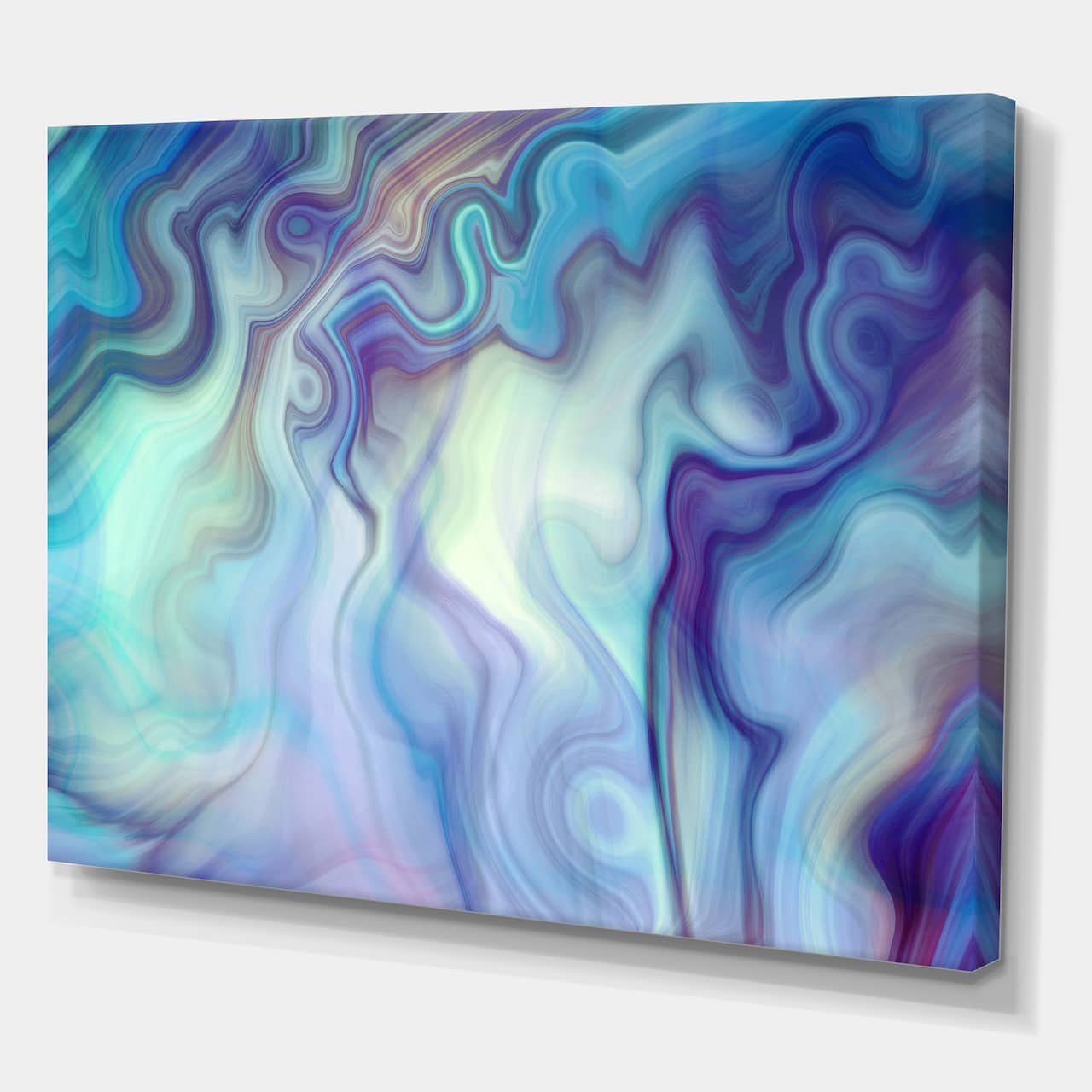 Designart - Marbled Colours in Shades of Turquoise and Purple - Modern & Contemporary Canvas Art